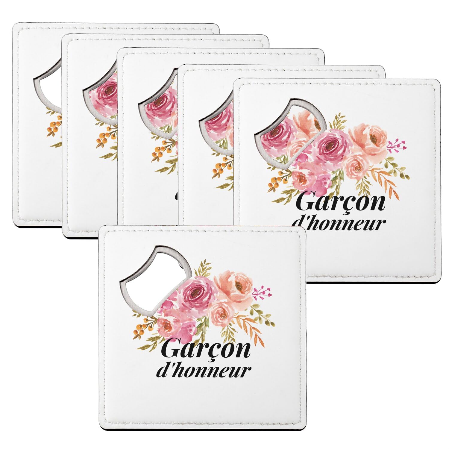 Sous-verre décapsuleur garçon d'honneur pour animer votre table de mariage aquarelle