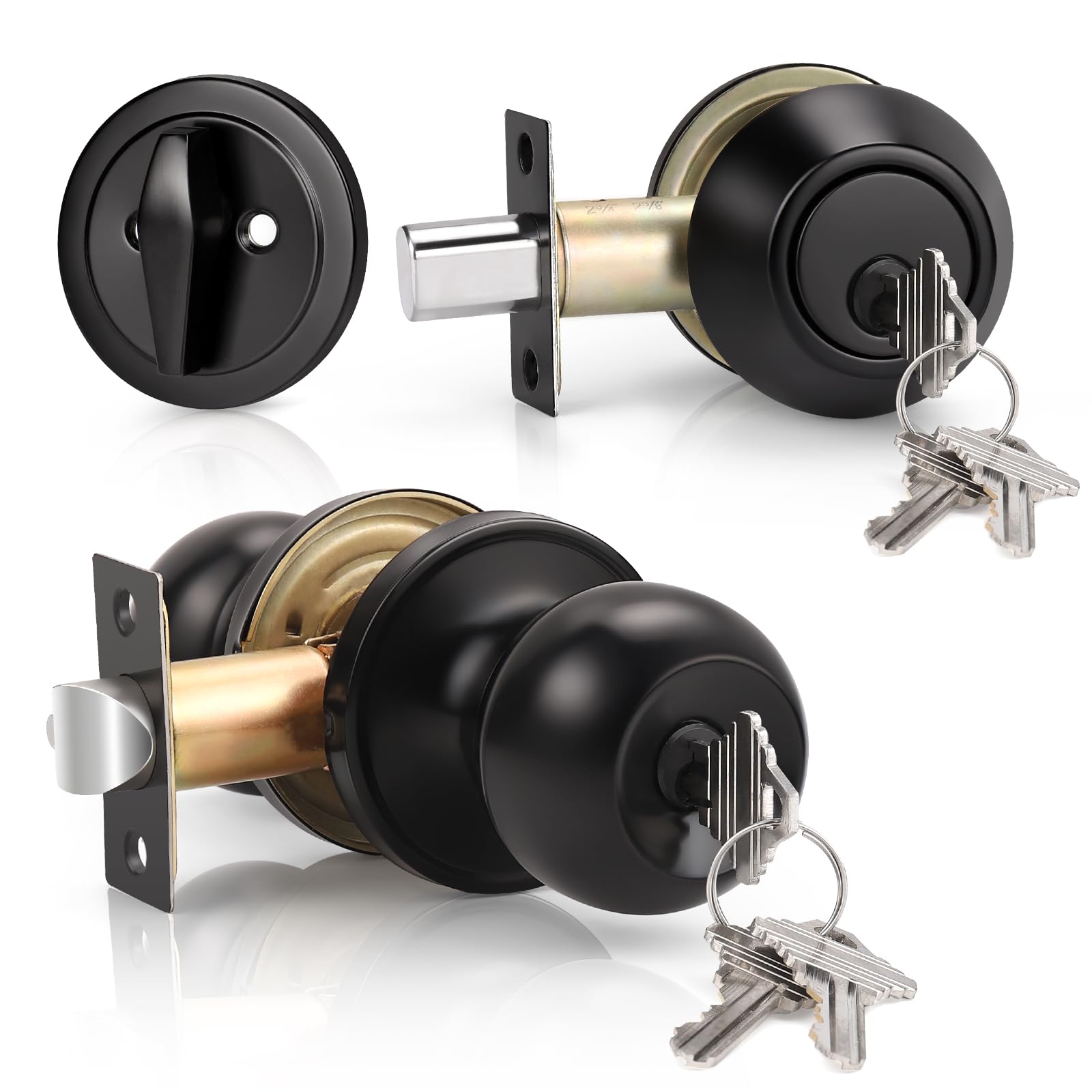 Knobonly Satin Nickel Door Knob Set - Secure & Stylish -21