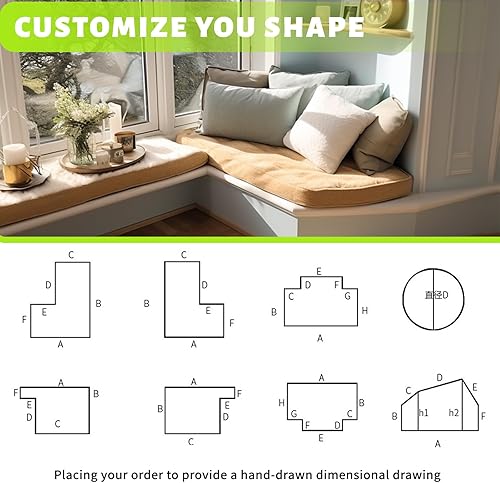 Miniatura 3 de Cojín de banco extraíble personalizado, cojines de asiento de ventana para interiores con parte inferior antideslizante, cojín de banco de tamaño