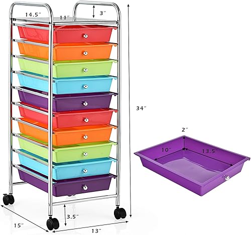 Vista 79 de Carro de almacenaje, de Giantex, con ruedas, para oficina, para guardar papeles, transparente, Transparente