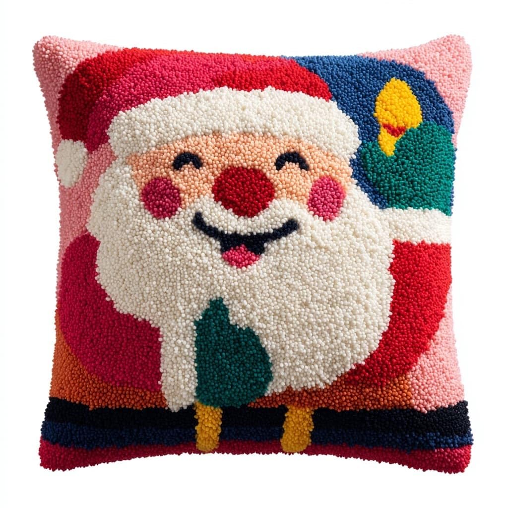 Henypt Cushion Latch Hook Kit,Crochet Kits Santa Claus