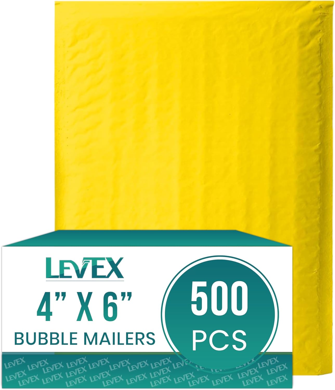 Levex - #0000 4" x 6" [500 Pack] Yellow Poly Bubble Mailers, Padded Envelope Mailers, Packing Envelope & Mailing Bags for Shipping