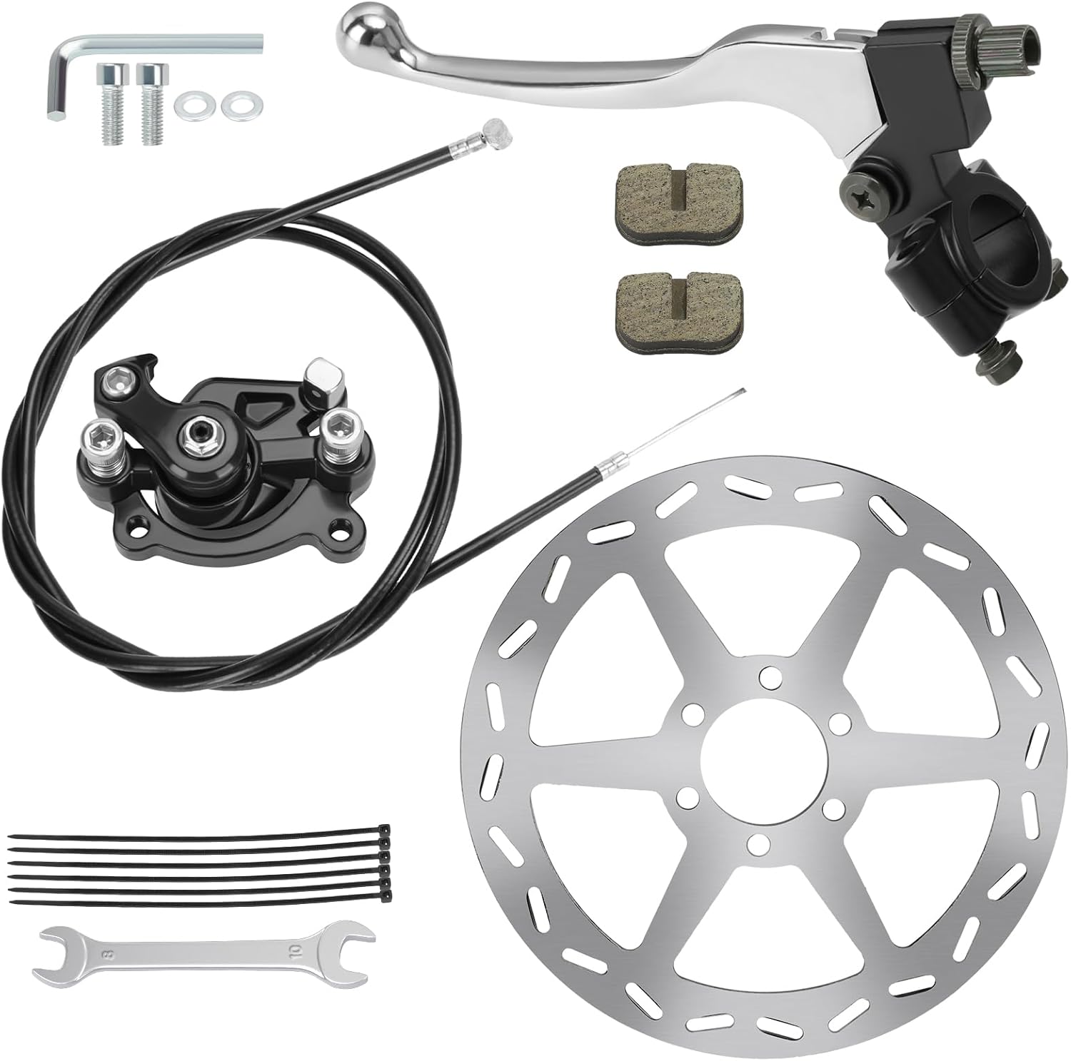 Mini Bike Brake Lever 180mm Disc Brake Rotor + Rear Brake Caliper Replacement for Coleman CT100U CC100X Baja DB30 Motovox MBX10 MBX11 MMB80 MMB105 79cc 97cc 100cc Powersports Parts