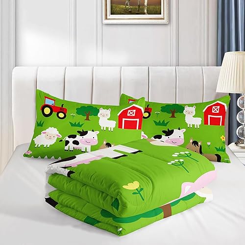 Miniatura 4 de Edredón de animales de granja, juego de edredón de oveja, vaca, cerdo, para niños, adolescentes, niñas, niños, juego de ropa de cama de 3 piezas
