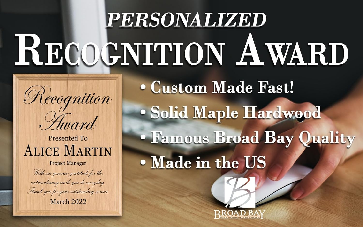 Recognition Award Plaque - Gift for Promotion - Retirement - Military - Achievements - Sports - School - Business Government Corporate - SOLID WOOD - (Recognition)