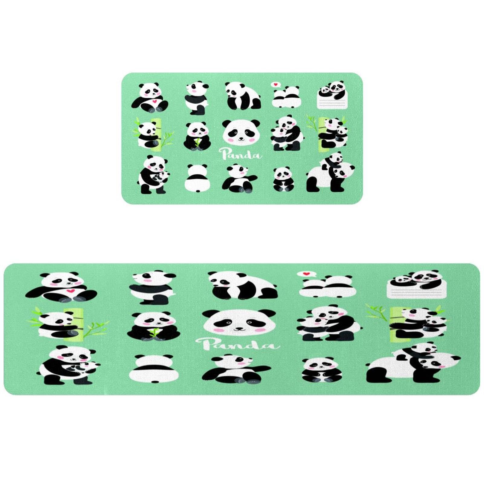 Tapete absorbente para cocina lavable VAPOKF juego de 2 alfombras de panda antideslizantes