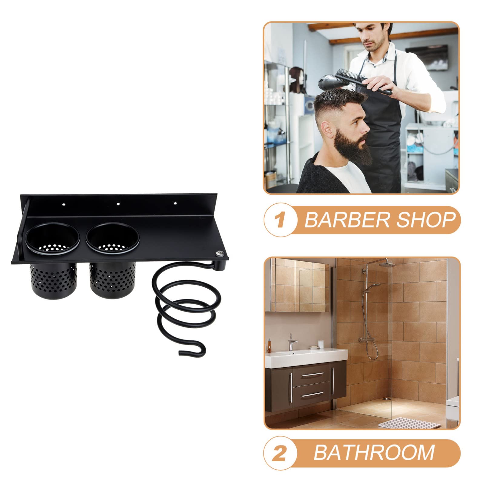 Zerodeko Porta Piastra per Appendiabiti per Asciugacapelli da Parrucchiere Ripiano per Porta Ornamenti Organizzatore del Bagno Alluminio Spaziale Nessun Pugno Allacciare