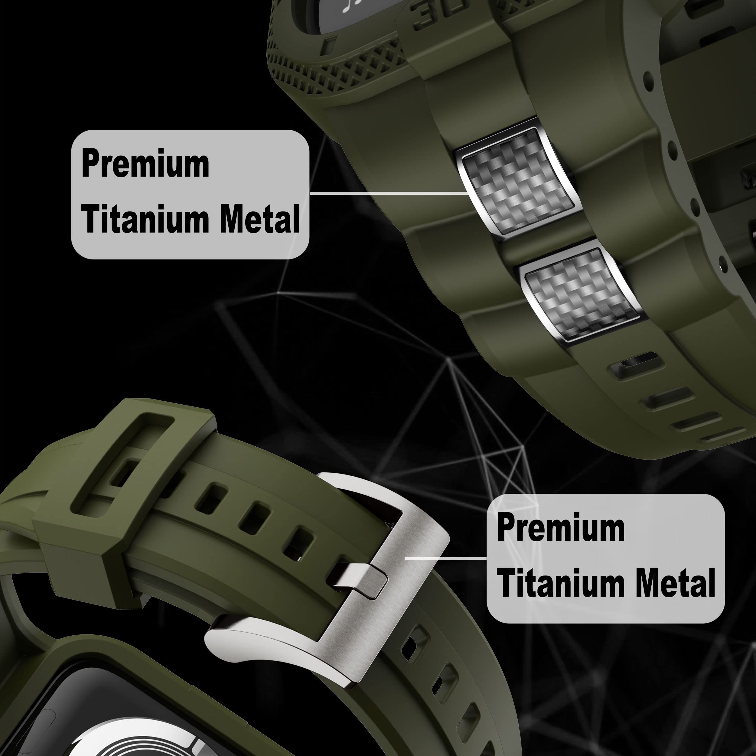 GELISHI Compatible for Apple Watch Ultra Band 49mm Rugged Protective Case with TPU Sport Bands, Military Shockproof Bumper Case for Apple Watch 49mm Men Women Army Green