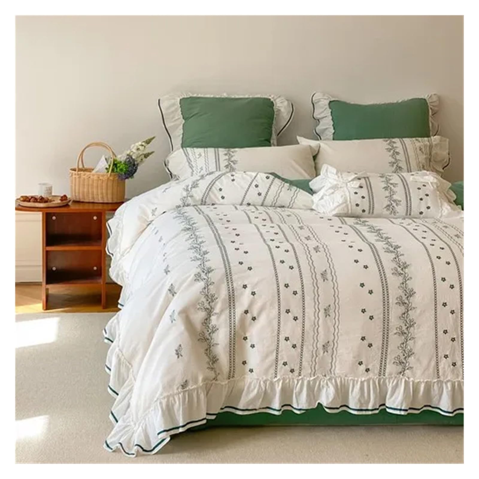 All Cotton Washed Cotton Four-Piece Gentle Embroidery Cotton French Lace Bedding Bed Sheets