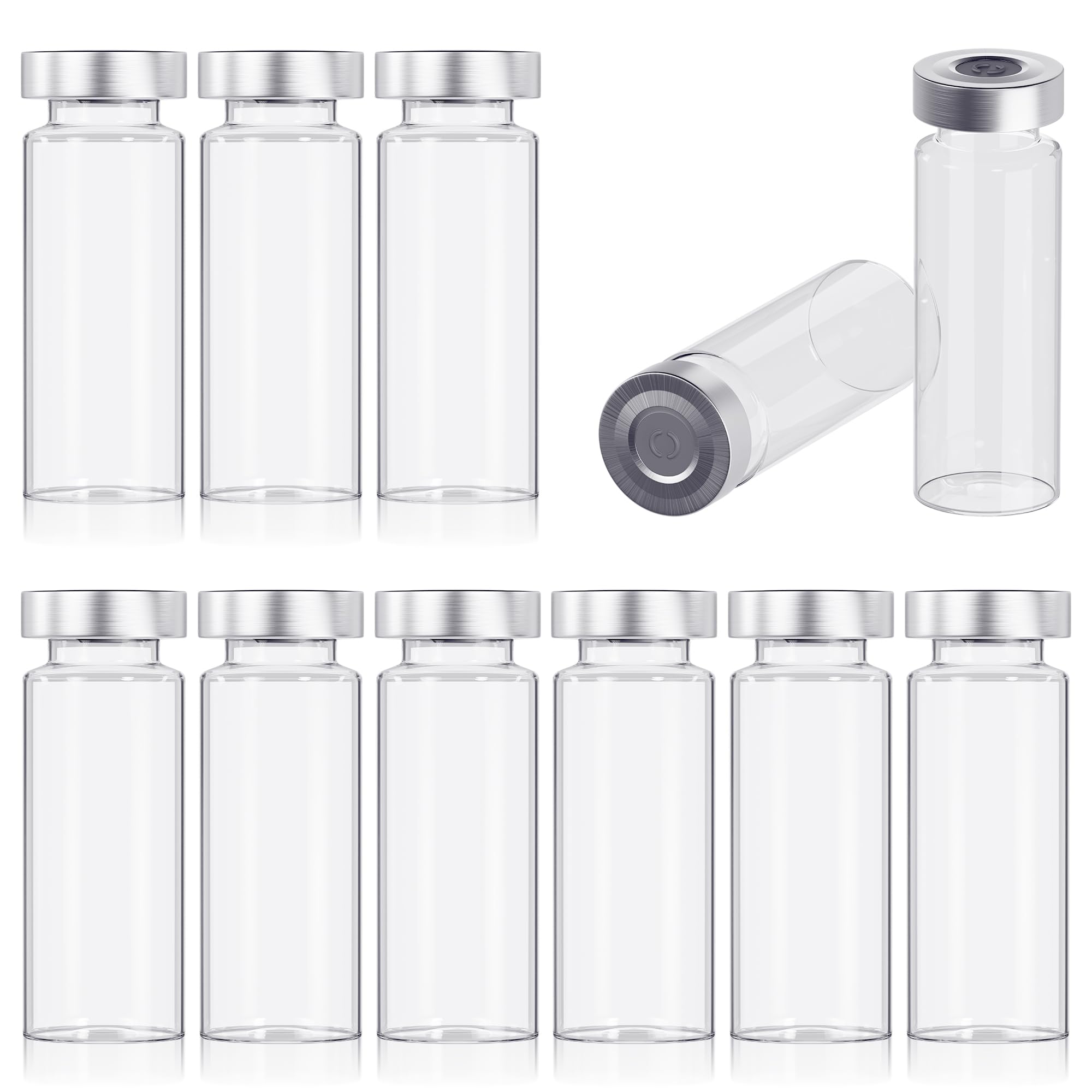 Photo 1 of 10ml Glass Vials for Injection, with Self Healing Injection Port, Transparent Sealed, Empty Vials for Injection(10pcs, 10ml)