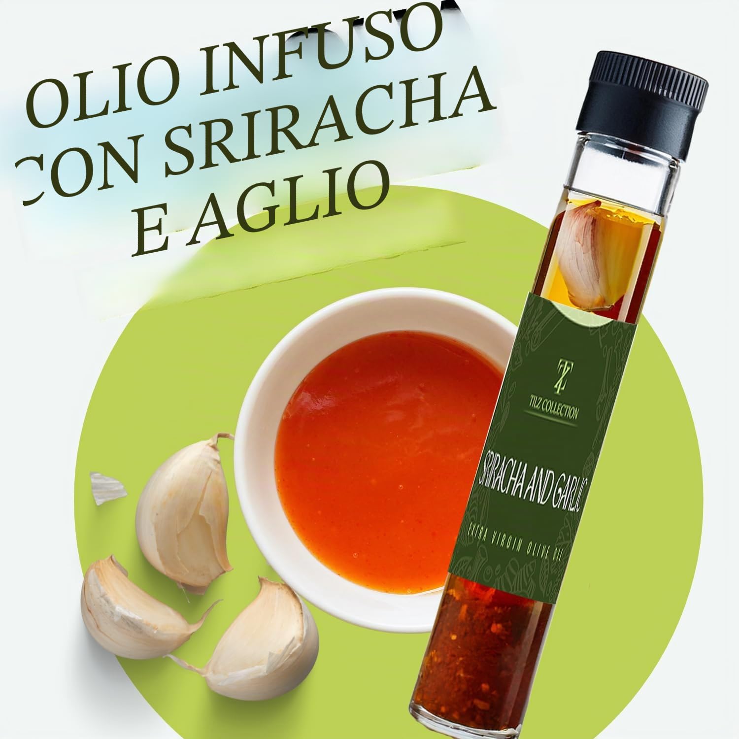 Tilz - Set regalo con olio d'oliva infuso - 6 x 40 ml aromatizzato, olio da cucina/olio per immersione pane, olio di basilico, olio di aglio, olio di peperoncino, olio di limone, rosmarino, origano,