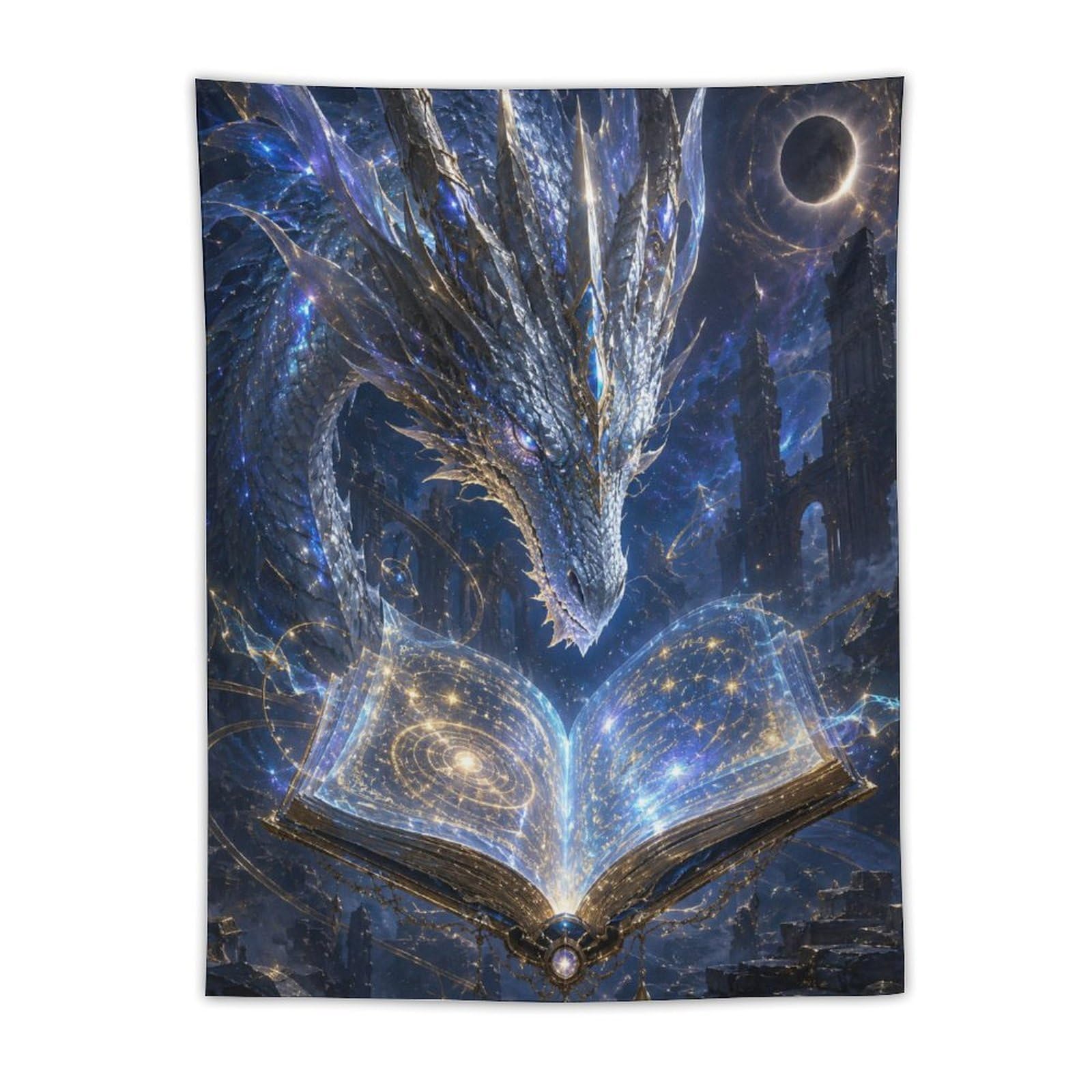 H3B8U2Y5 Cosmic Dragon Magic Book Wall Tapestry, Room Divider