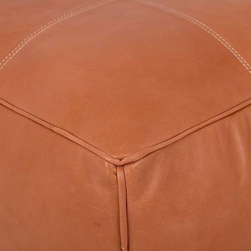Miniatura 49 de Marrakesh Gallery Funda otomana de cuero - Puf cuadrado marroquí, sala de estar, dormitorio otomano Marrón,Beige Bronceado,Azul,Marrón (Dark