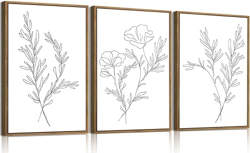 Miniatura 37 de KISSFOX 3 piezas de lienzo de arte de pared de flores silvestres para decoración de pared, cuadros florales, pinturas botánicas, impresiones de