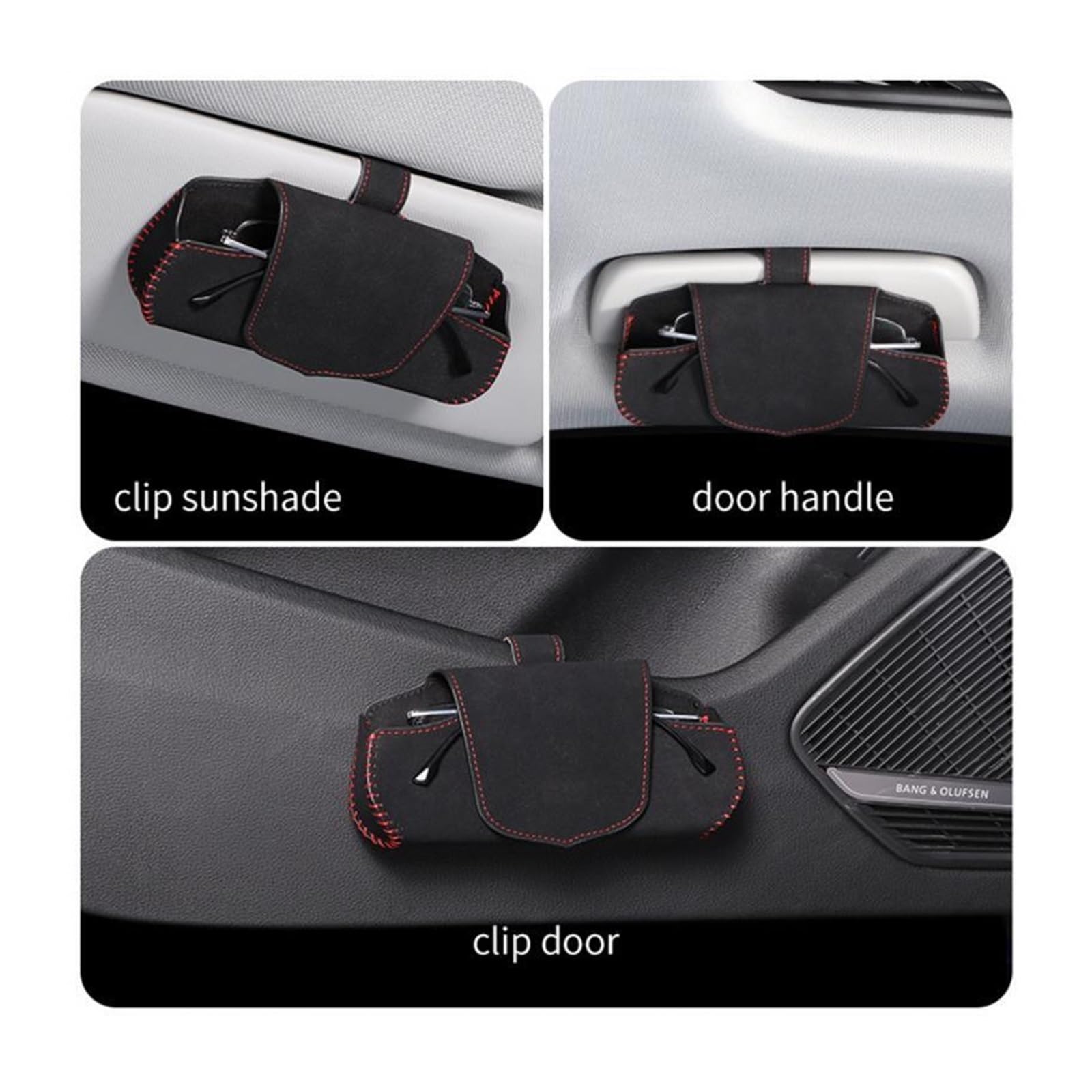 Xuanqingyi Store Wielofunkcyjne etui na okulary samochodowe Uniwersalna osłona przeciwsłoneczna do samochodu Uchwyt na okulary Uchwyt na okulary przeciwsłoneczne Klip na karty Akcesoria samochodowe (