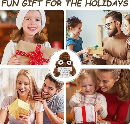 Miniatura 3 de Vshinic Regalo positivo de ganchillo con tarjeta positiva, 3 pulgadas, divertido, creativo, lindo, muñecos de caca de punto, juguetes para animar