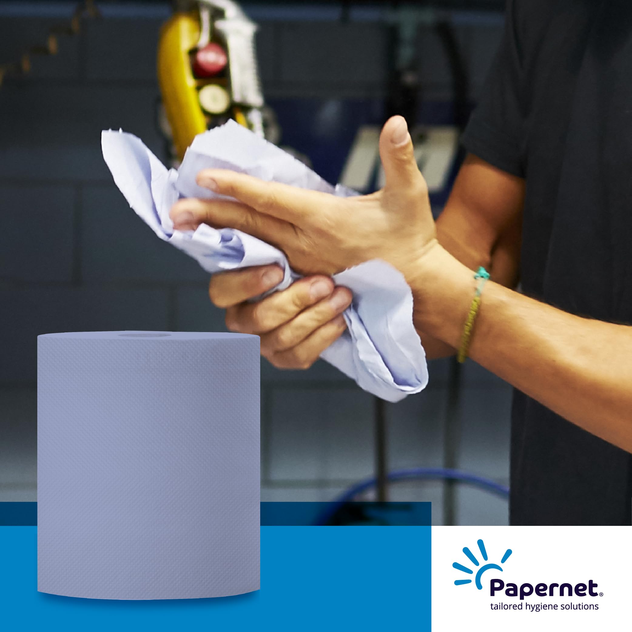 Papernet - Rollo de papel azul industrial 416621, 2 rollos de papel reciclado, 360 m, 2 capas, 2000 servicios de 37,3 x 36 cm