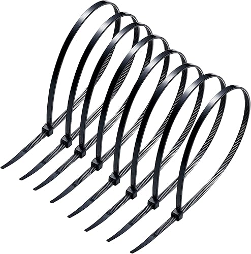 Brida de cremallera de 12 pulgadas, atadura de cable de nailon autobloqueante, negro resistente, puede soportar 40 libras de peso, adecuado para uso