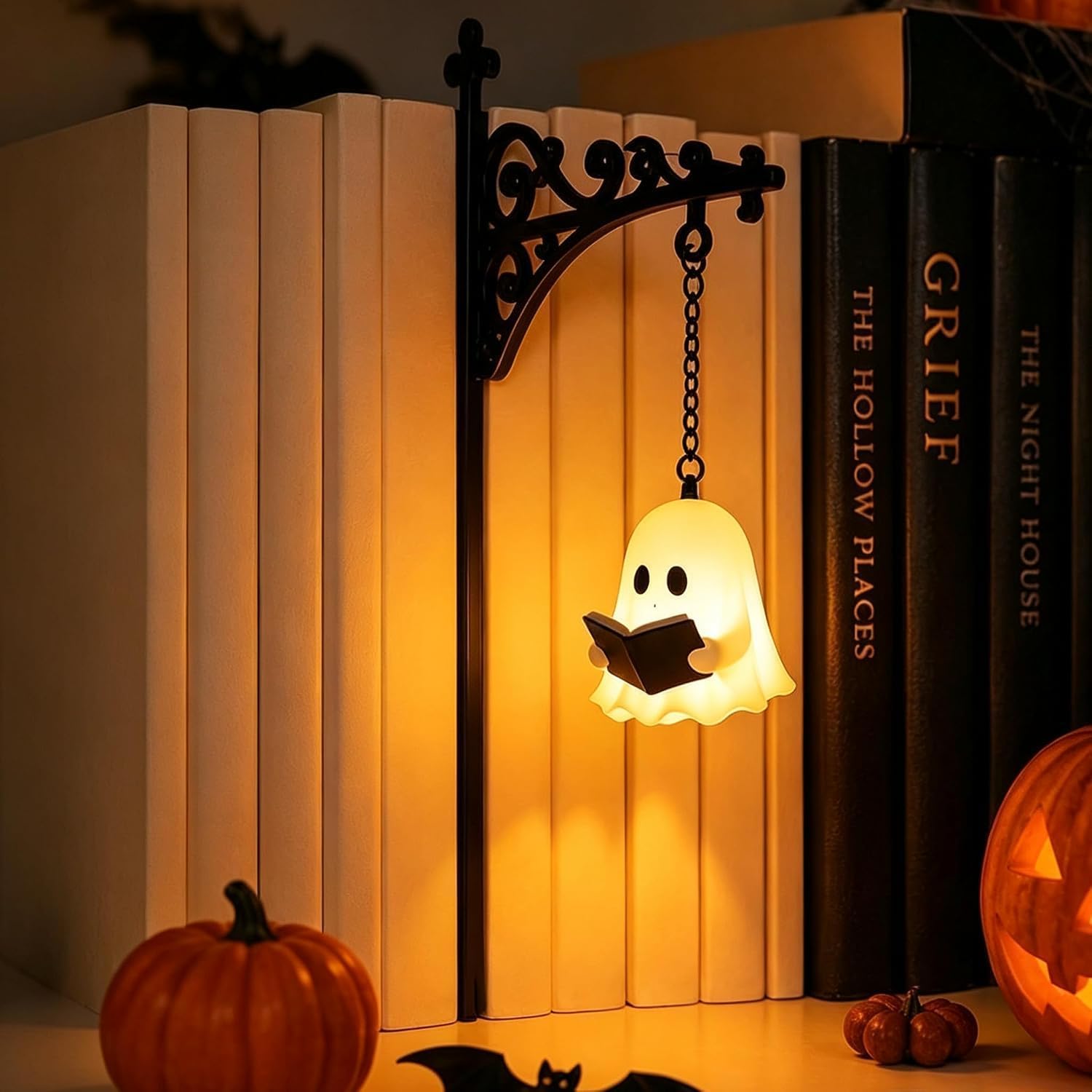 Library Lantern-Decorative Bookshelf Lighting, Reading Book Shelf Lights for Bookworms, Antique Led Books Nook Lamp Ornament for Study Reading Corner Home Library, Unique Gift for Book Lovers (1)