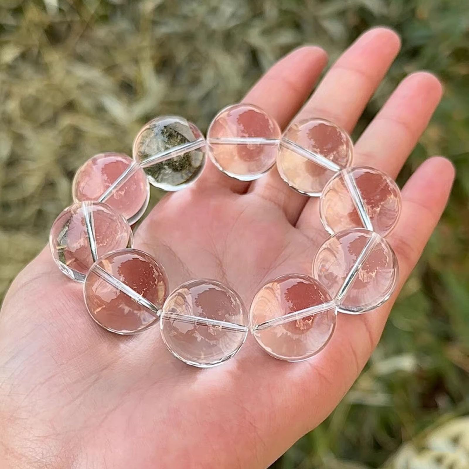 Bracciale curativo al Quarzo Trasparente Naturale, Cristallo Maestro guaritore per la Meditazione, bilanciamento dei Chakra e amplificazione dell'energia, Braccialetto Elastico,8MM