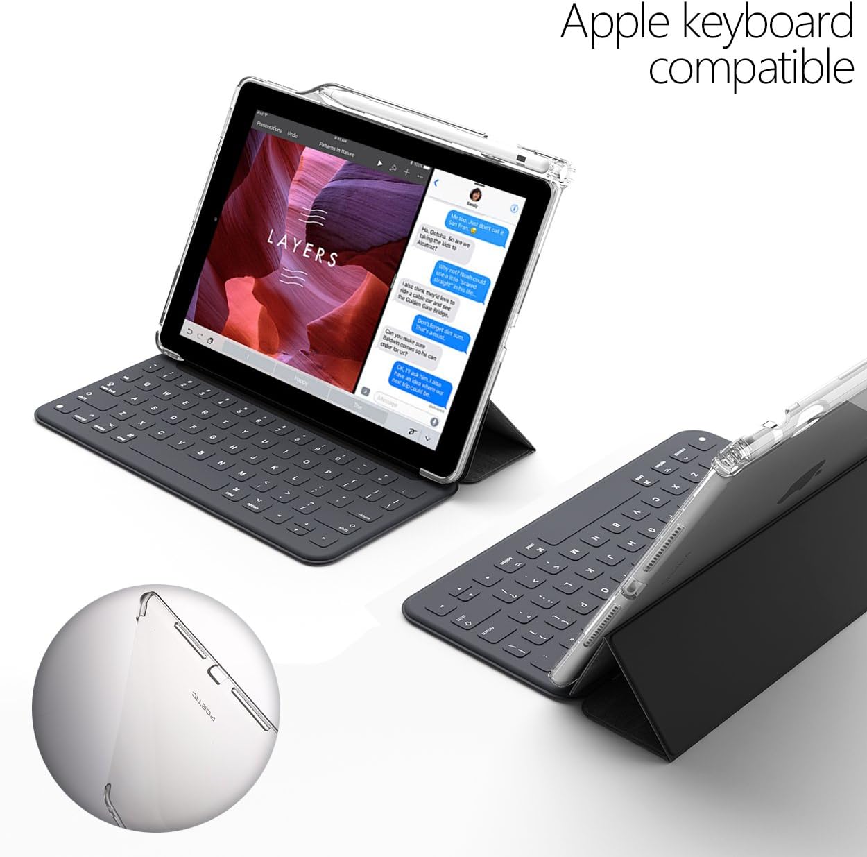 iPad Air 3 Case (10.5 Inch, 2019), iPad Pro 10.5 Case, Poetic Flexible Soft Transparent TPU Clear Back Cover with Pencil Holder, Compatible with Smart Keyboard and Smart Cover, Lumos, Clear