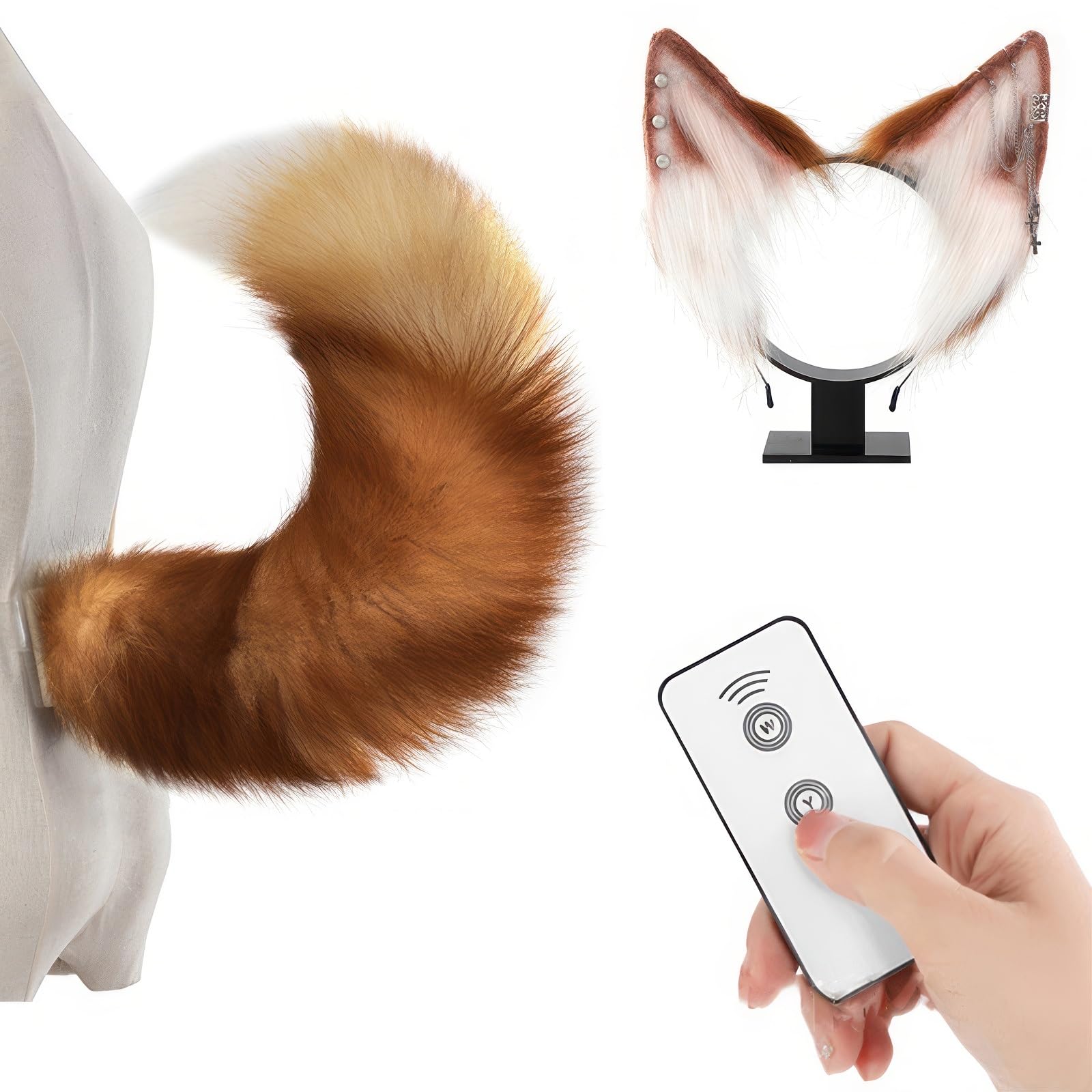 ニホンジカ♂毛皮（尾頭付） 25-5 Amazon.co.jp: 電気毛皮の尻尾、可動尾猫キツネオオカミの尻尾