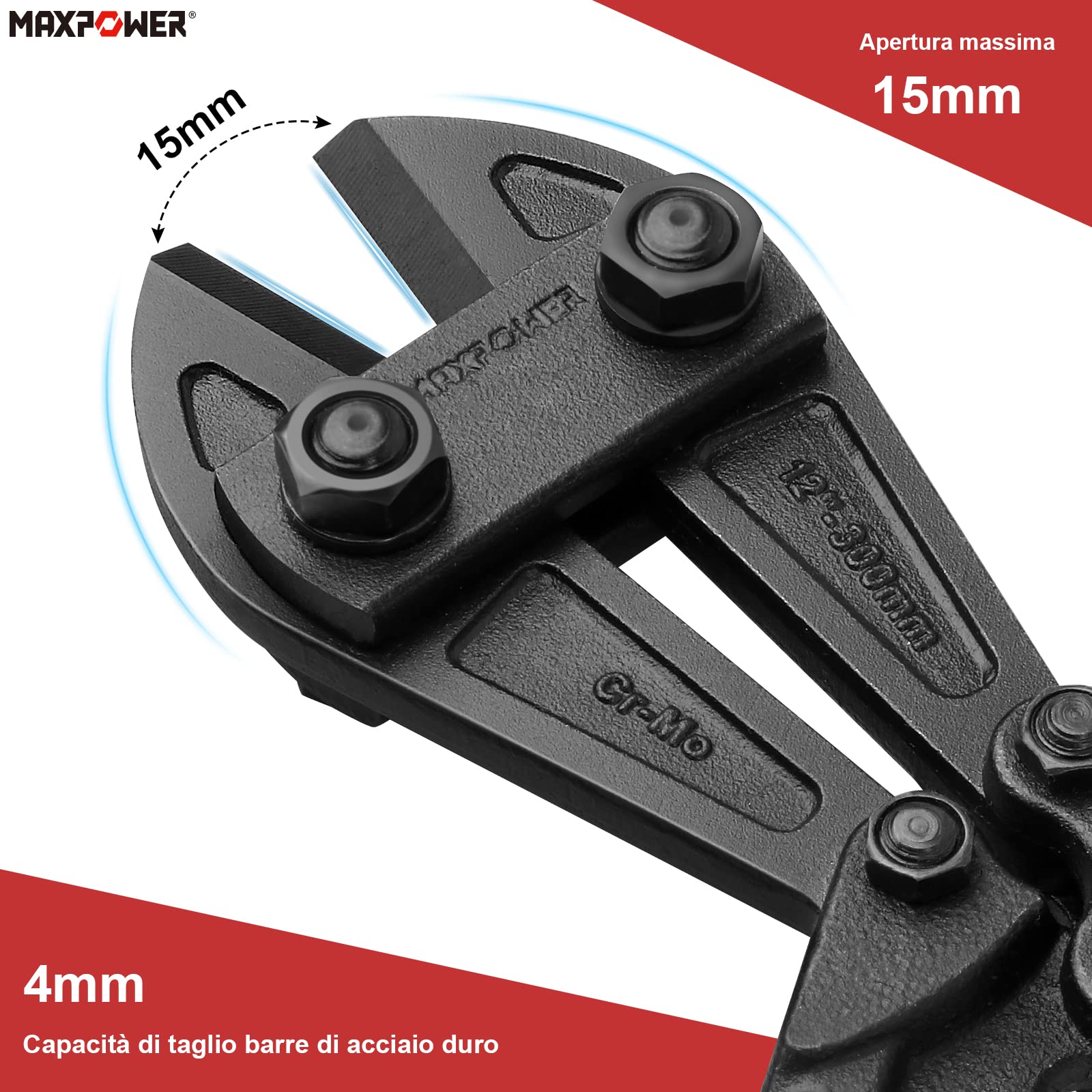 Tronchese Tagliabulloni S&R 750 Mm - Professionale, Per Ferro E Bulloni Fino A 12 Mm, Peso 4.1 Kg - Foto 7