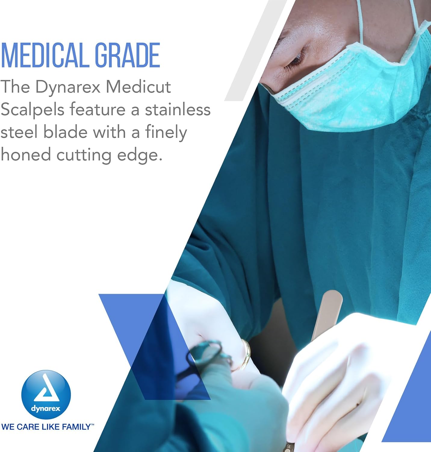 Dynarex Medi-Cut Disposable Scalpel Blades - Sterile Knives With Plastic Guard - 4.9-inch Plastic Handle, Stainless Steel Blade - Size 10 (Pack of 2) image 5