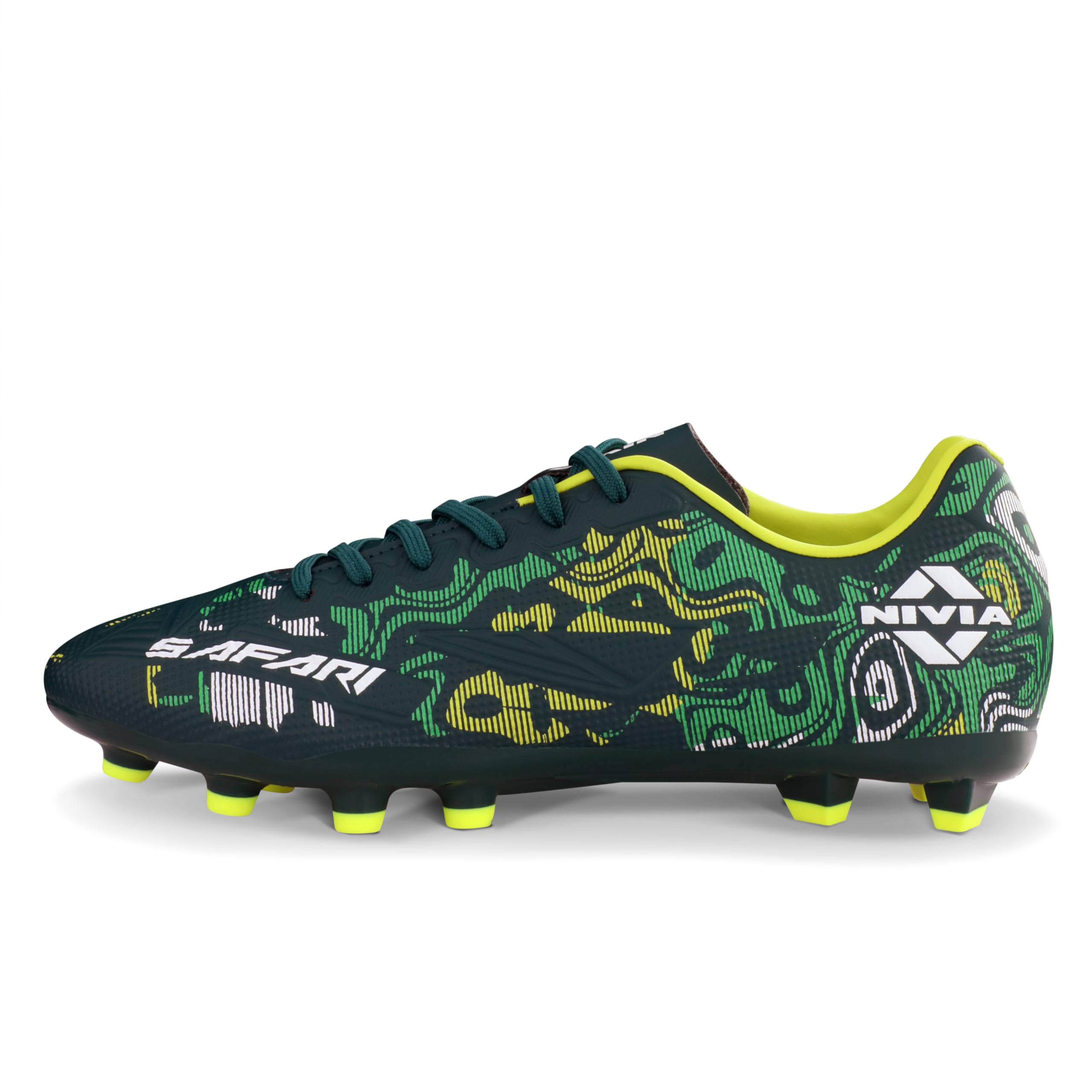 Nivia Safari Football Stud for Men, PU Synthetic Leather Upper, TPU Sole, Die-Cut EVA Sockliner, Ideal for Hard & Grassy Surfaces