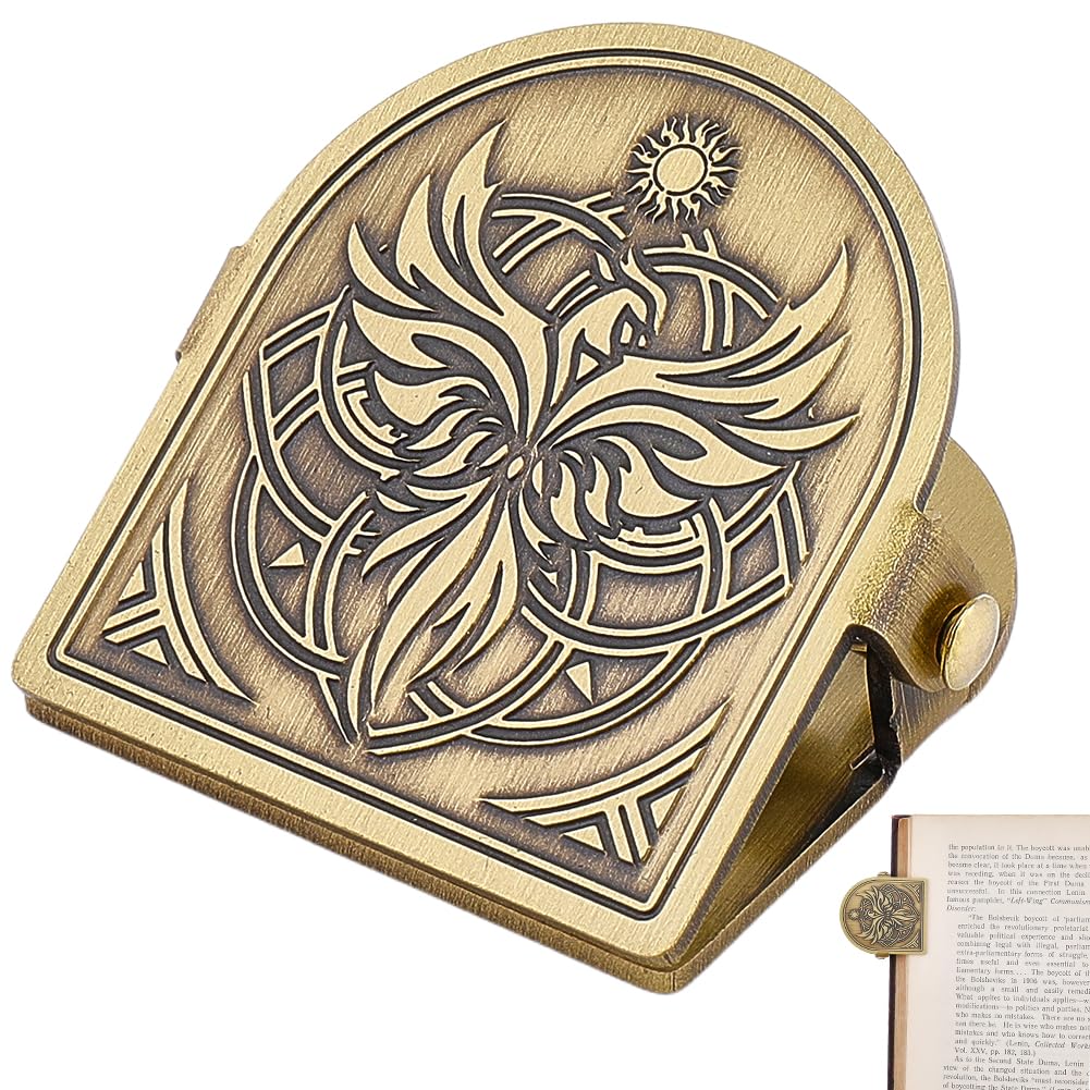 CRASPIRE Phenix Vintage Journal Cilp Bird Sun Metal Book Clips Phoenix Travelers Notebook Brass Decorative Page Binder Clamp File Holder Bookmark for Bookish Planner TN Art Document Reading Accessory
