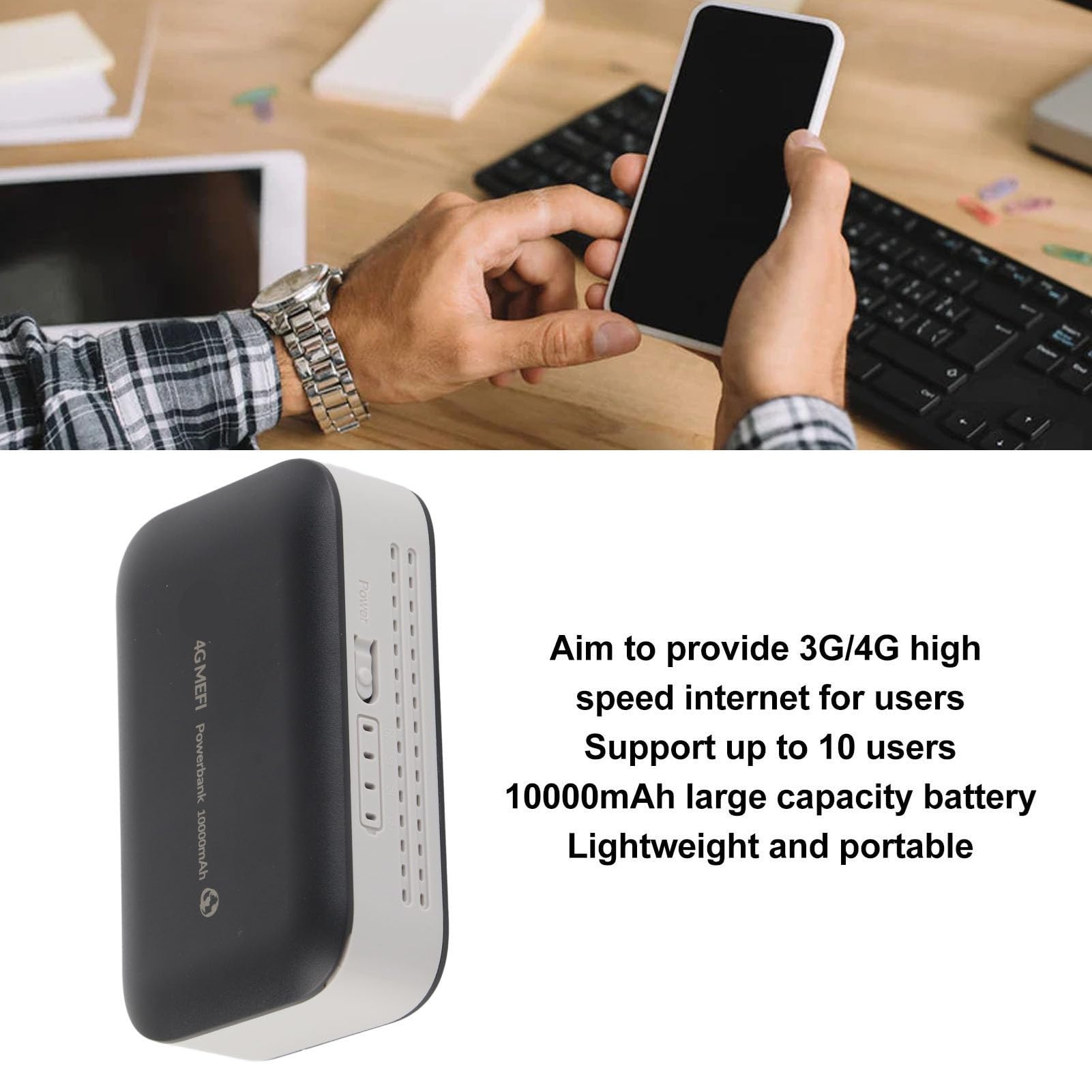 Zunate 4G LTE Hotspot Móvil, Dispositivo Portátil WiFi Hotspot Router para el Hogar o el Viaje de Apoyo de hasta 10 Usuarios, Adecuado para 7/8/10, para Linux, Tarjeta SIM