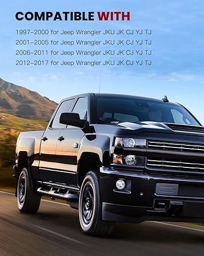 Miniatura 7 de cciyu Espejo lateral para puerta y lado del pasajero, a prueba de sacudidas, para F-Road Manual Rectangular Adventure apto para 1997-2017 para Jeep