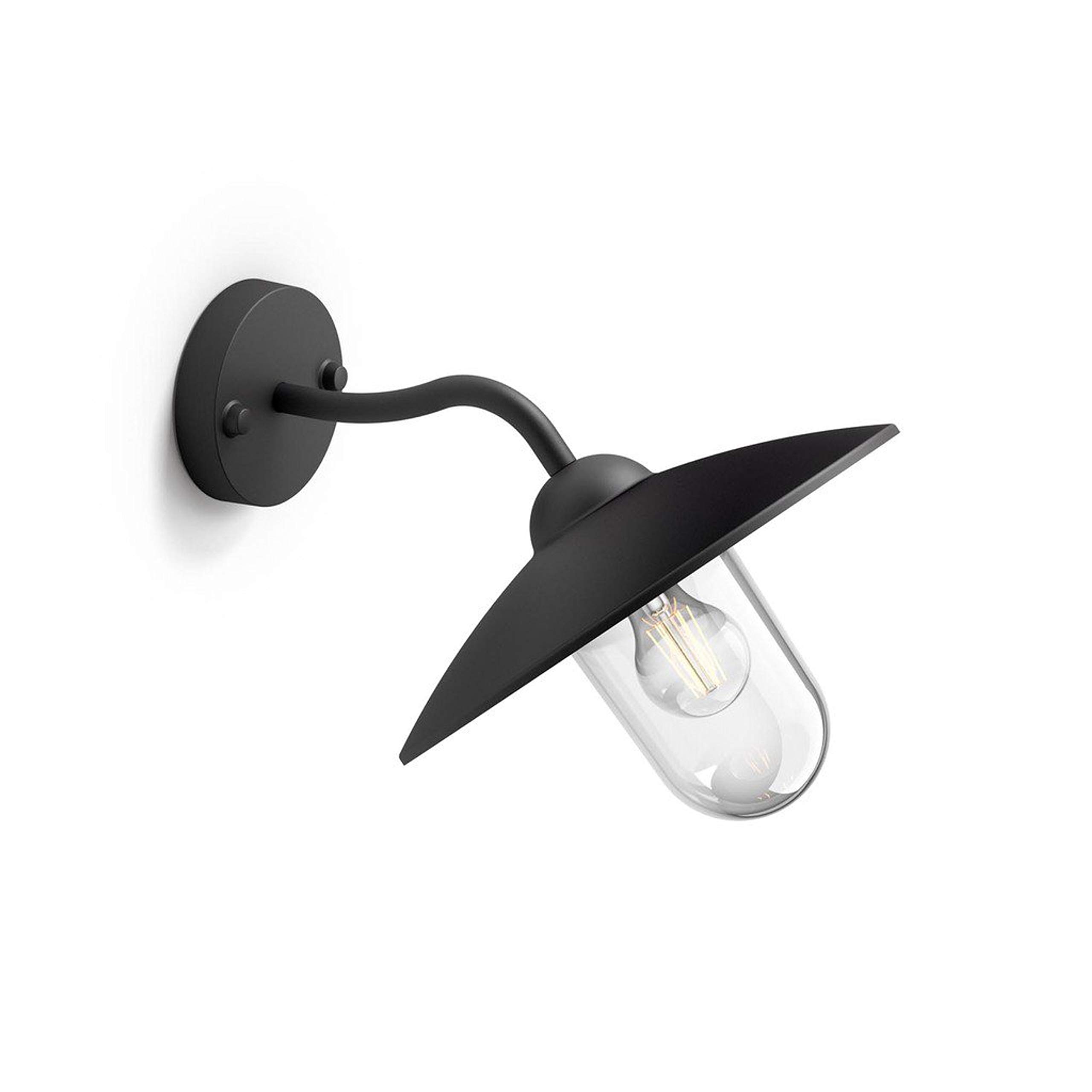 Philips Hammock Kinkiet Zewnętrzny, IP44, Odporny na Warunki Pogodowe, Trwały, Klasyczny Design, Aluminium, Czarny, Żarówka E27 Sprzedawana Osobno
