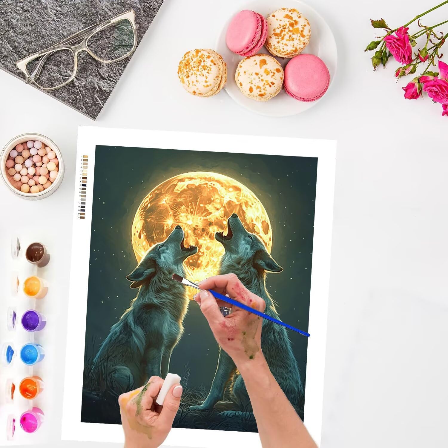 WEISHIWE Lupo lunare Dipingere con i Numeri per Adulti, 70x90cm a-1111