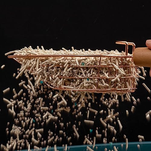 Miniatura 6 de Cuchara de arena para gatos, tamiz grande de acero inoxidable con mango largo de madera, pala profunda para gatito, tamizado de excrementos,