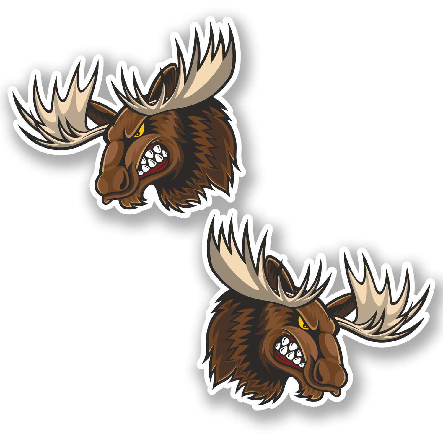 2 x 15cm Angry Moose Vinyl Stickers Bike Laptop Car Helmet Canada Deer Ski #4826 (15cm Wide x 13cm Tall)