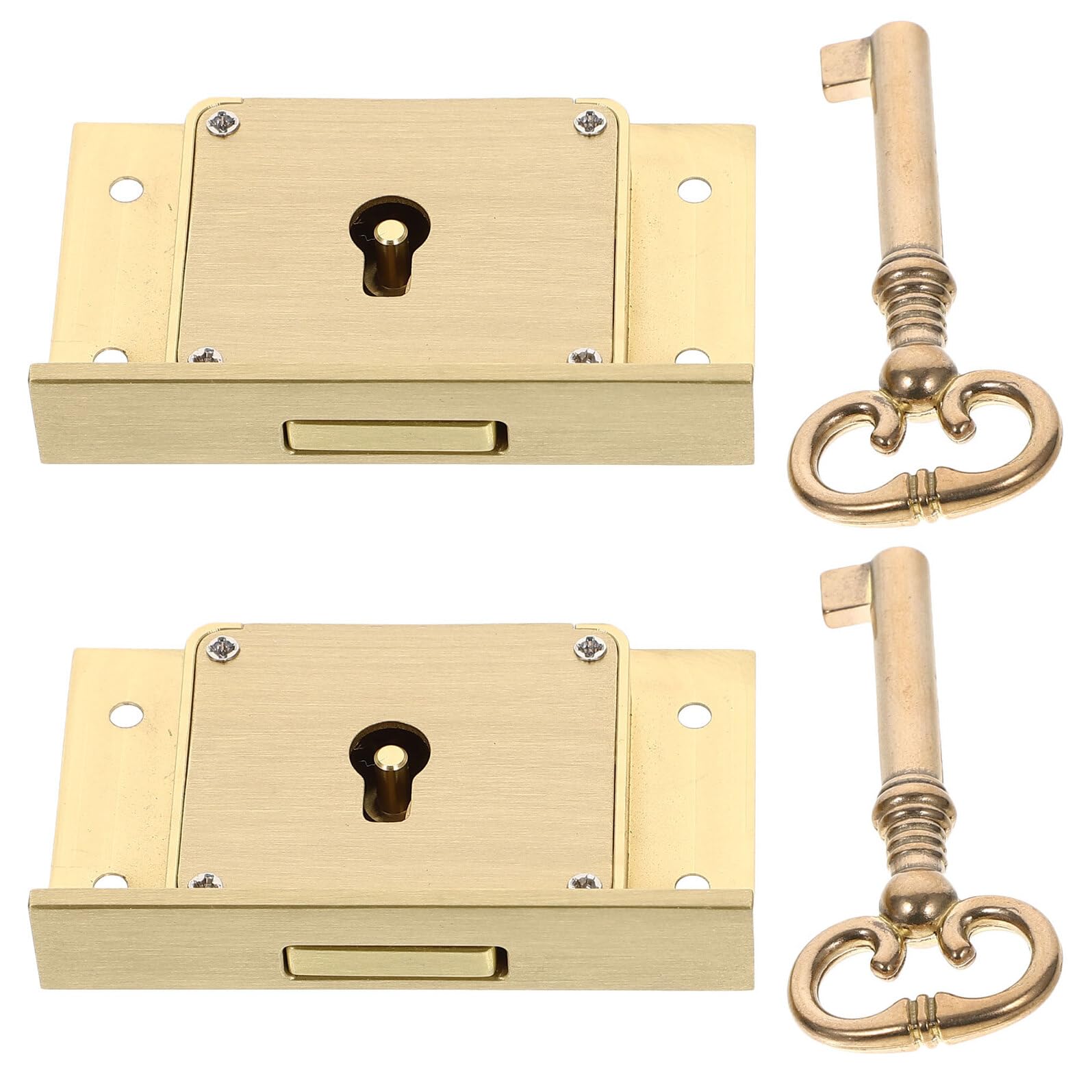 Sosoport Lot de 2 sets de Serrures de Tiroir en Laiton Mat Brossé Vintage avec Clé – Serrure Décorative pour Meubles Armoires Coffrets et Boîtes à Bijoux Sécurité Renforcée et Mécanisme