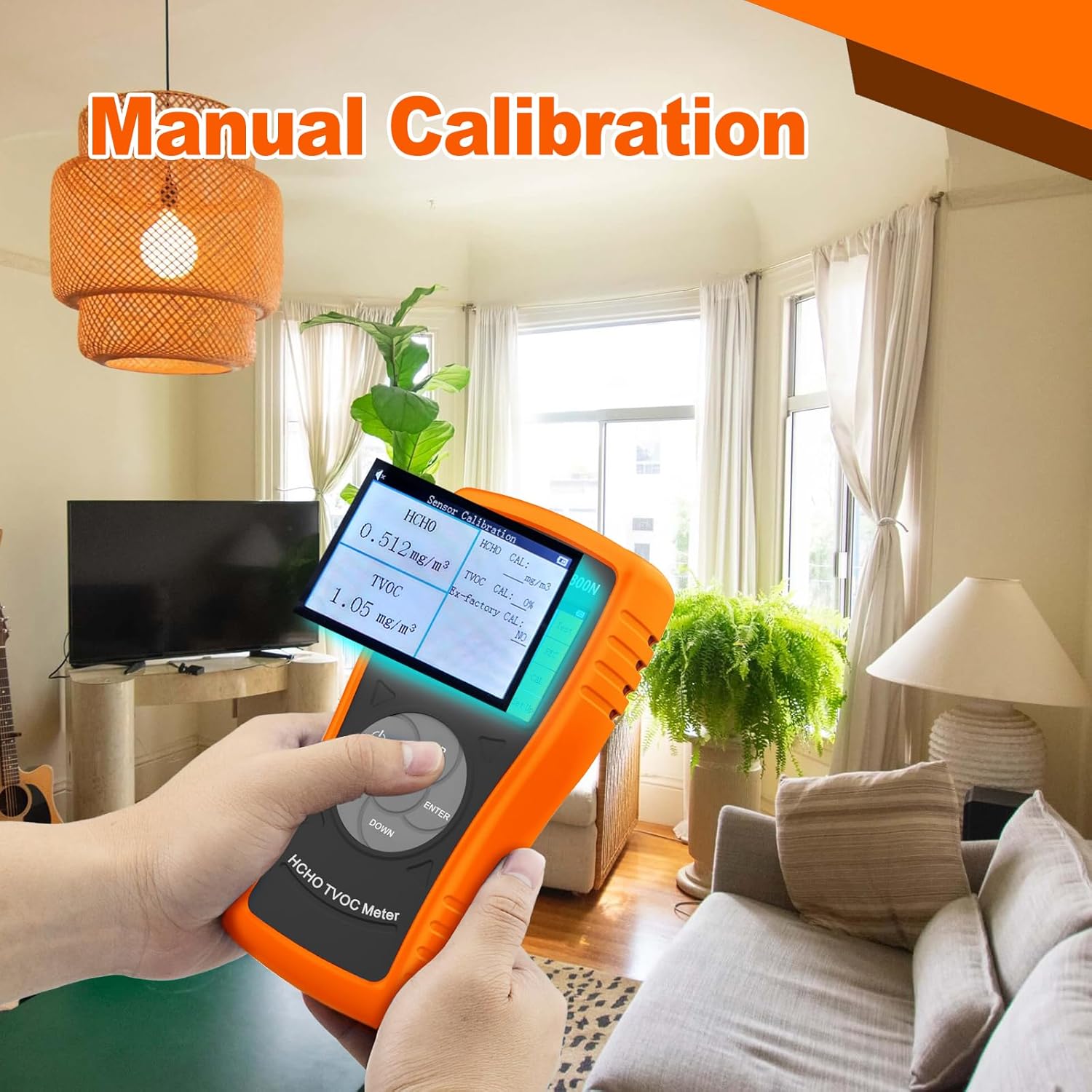 Kethvoz 5800N Formaldehyde Detector, Portable Air Quality Monitor for Home Indoor HCHO TVOC Tester with Real-Time Alarm, Handheld Air Pollution Meter with Color LCD Display