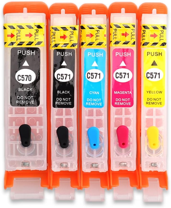 HEMEIEmpty Refillable Ink Cartridge Replacement for PGI-570 CLI-571,Work with TS5050 TS5051 TS5052 TS5053 TS5055 TS6050 TS6051 TS6052 TS8050 TS8051 TS8052 TS8053 TS9050 TS9055 Printer