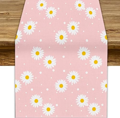 Miniatura 30 de Camino de mesa ondulado de los años 70, retro, hippie abstracto, vintage, verde, rosa, con estampado de ondas para el hogar, cocina, comedor, patio,