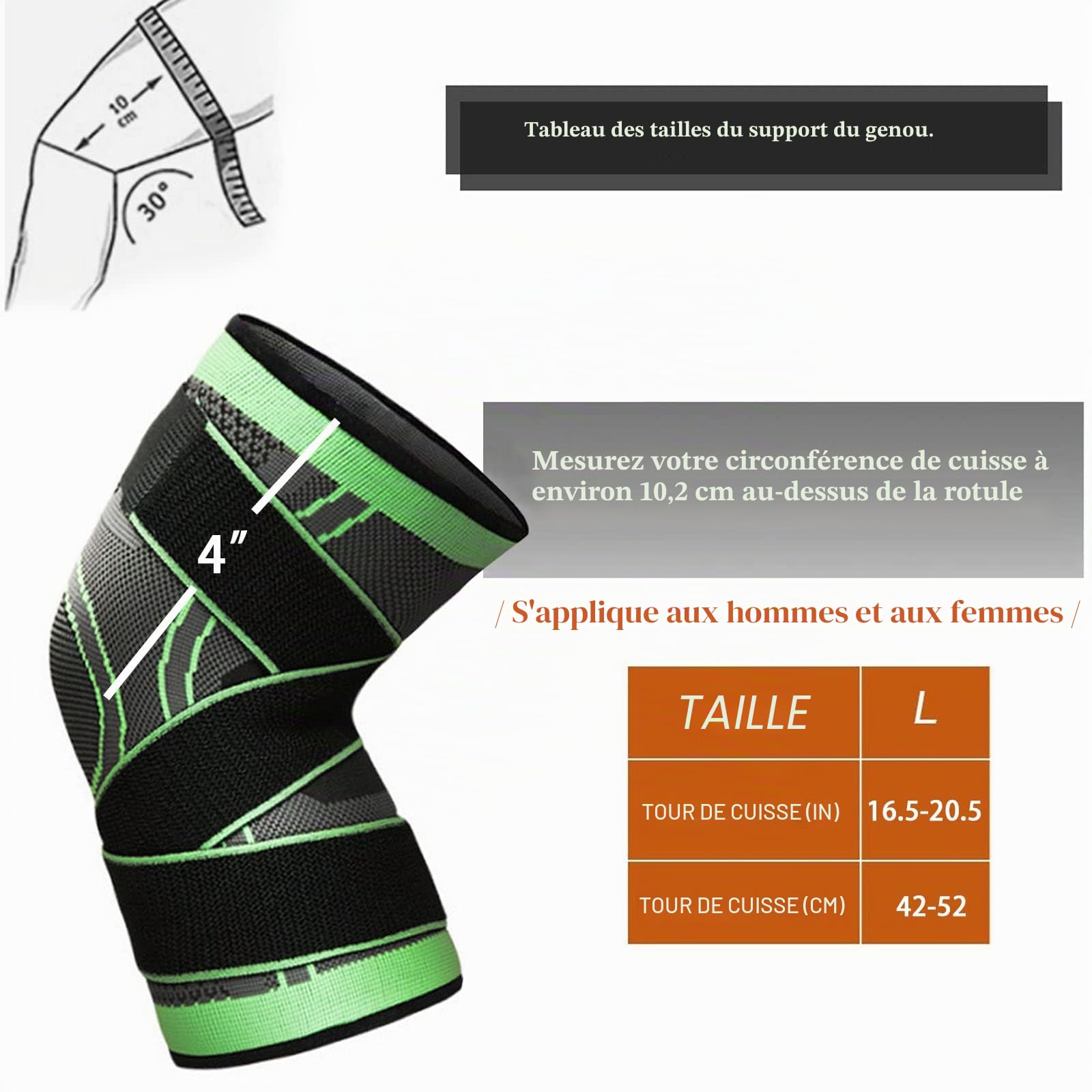 DKDDSSS 2 pièces Genouillère Sport, Genouillère Rotulienne et Ligamentaire, Genouillère De Compression pour Déchirure du Ménisque, Genouillère Arthrose Genou, Unisexe, L