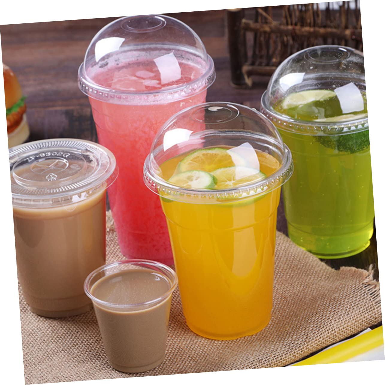 HOMOCONO Juice Cups Lids 50pcs Pp Cups for Milk Juice Smoothie for Boys and Girls Parties