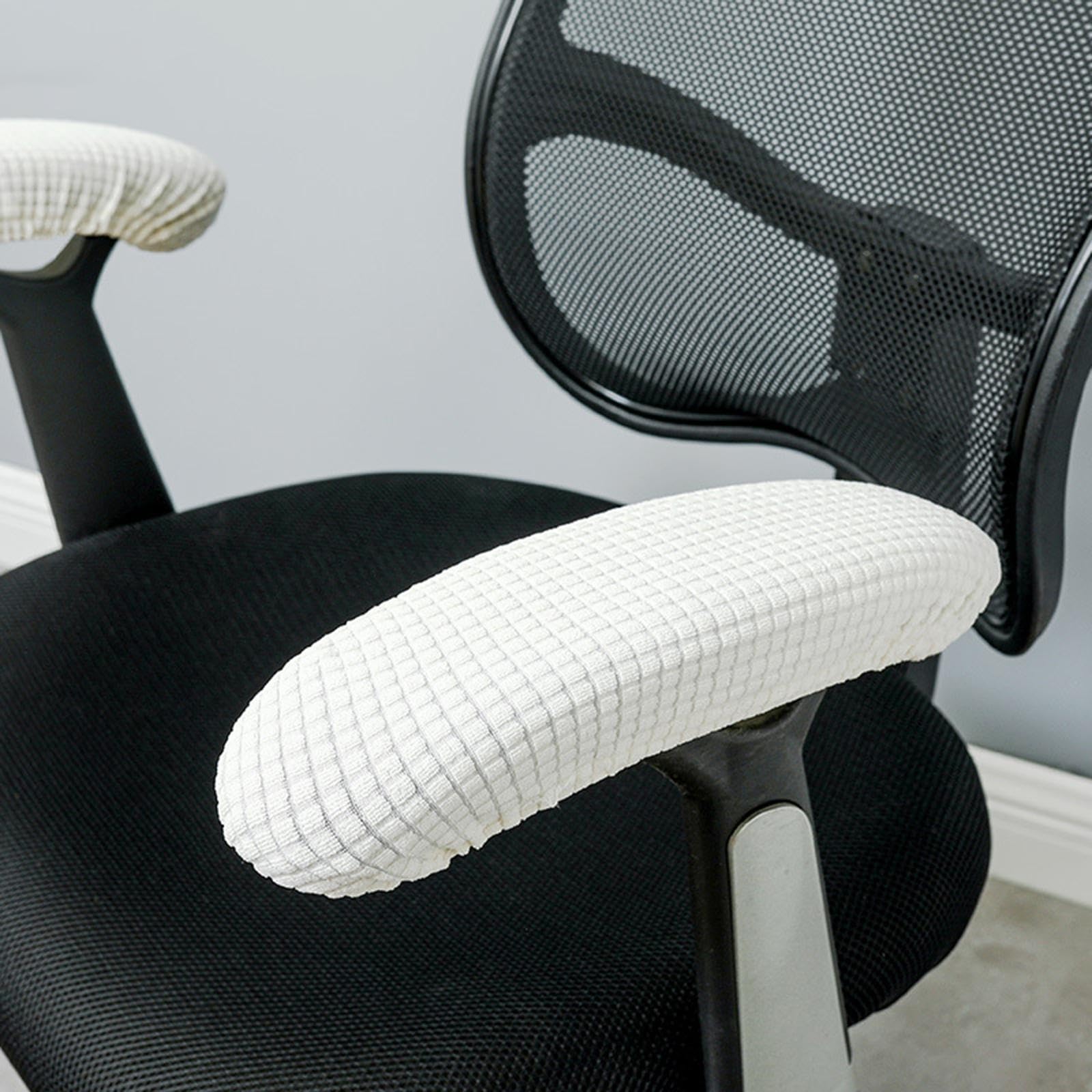 Fundas para reposabrazos de Silla de Oficina, extraíbles, cómodas, elásticas, Protectoras, Lavables a máquina, Blanco