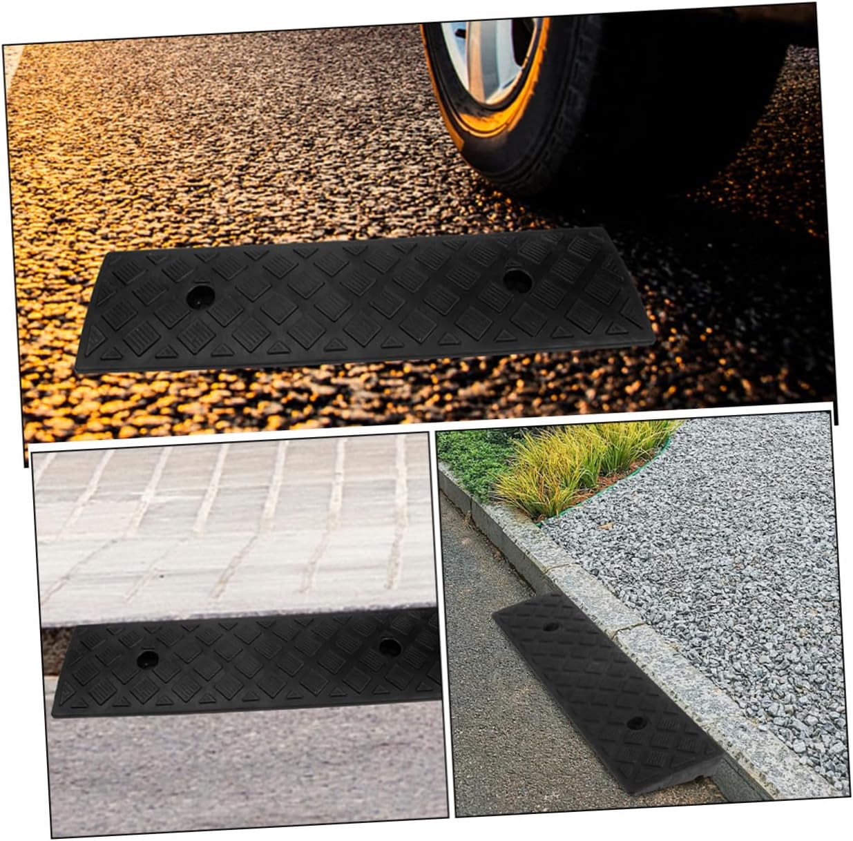 Small Threshold Ramp 2pcs Black 3cm High Driveway Curb Wedge Mat for Home Car Motorcycle Sidewalk Mobility and Scooter Access