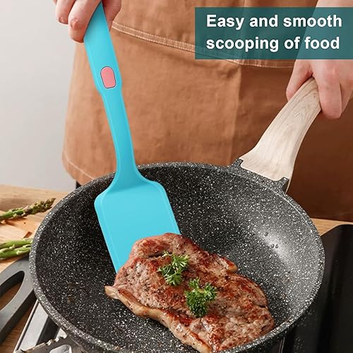 Miniatura 4 de Espátula de silicona, juego de 4 utensilios de cocina, resistente al calor, antiadherente, sin BPA, perfecto para cocinar carne, pescado, huevos