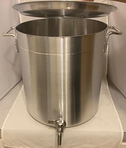 Miniatura 3 de Olla de aluminio de 24 cuartos con boquilla de espita + tapa de tapa Hervidor resistente de 6 galones con grifo de válvula de drenaje para verter