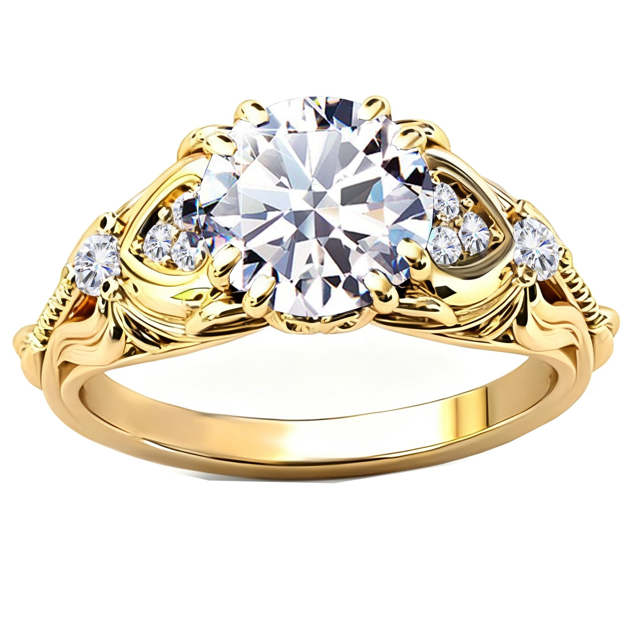 Gemstone Vintage Rings for Women s925 Sterling Silver Round Cut 1.0 Carat Gemstone with Moissanite Promise Engagement Anniversary Ring for Her