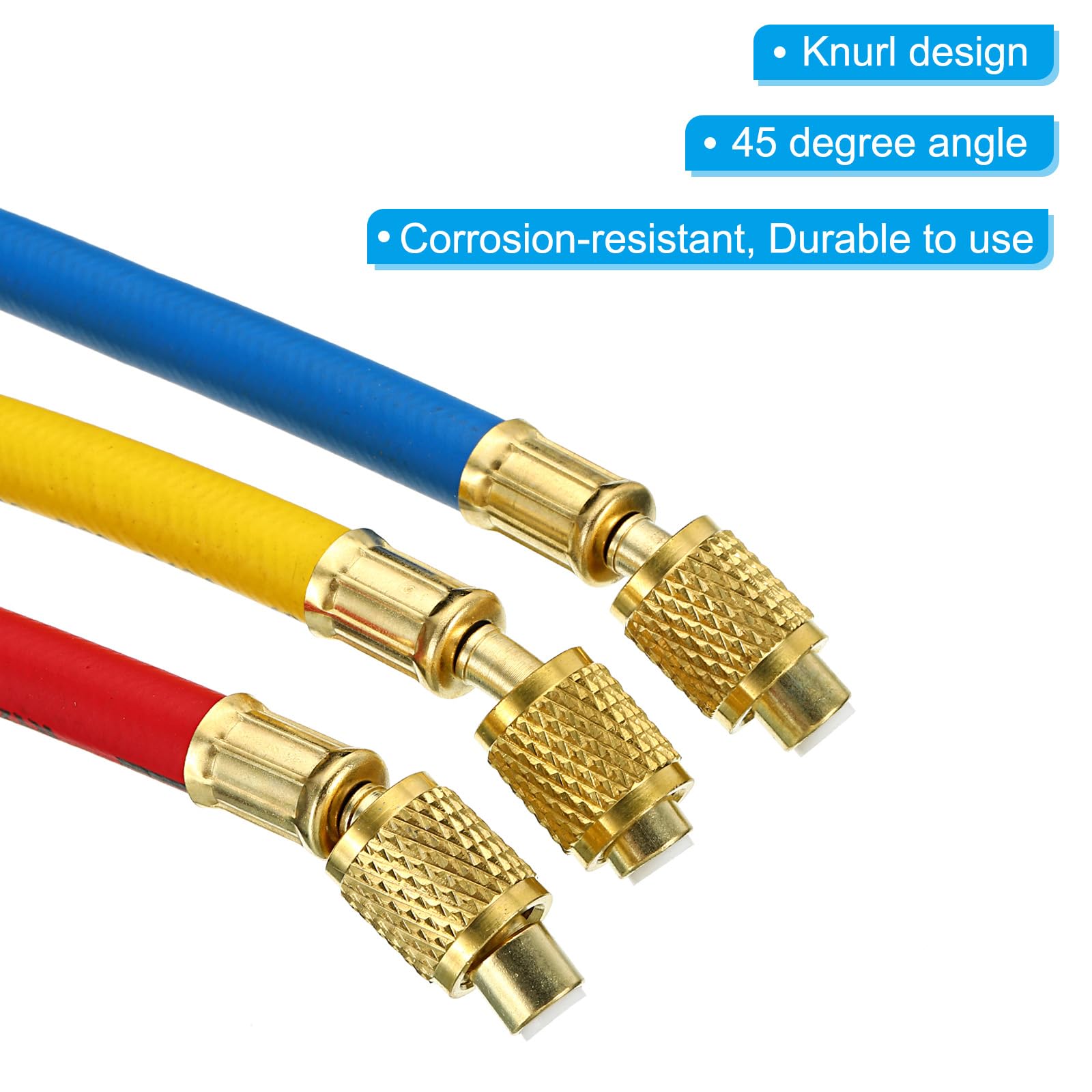 PATIKIL 1/4 SAE Refrigerante Ricarica Flessibile con Sfera Valvola Set, 7" Lungo 600 PSI 3000 PSI Collettore Manometro Flessibile per Aria Condizionatore HVAC Refrigerazione