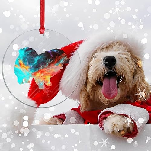 Miniatura 6 de Adorno navideño de cielo estrellado para perro, Chow Chow, acuarela, galaxia, perro, cachorro, acrílico, adornos de Navidad, recuerdo, regalo para