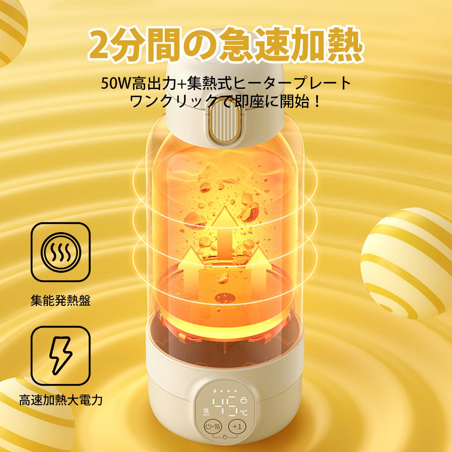 Amazon | 「35℃～55℃調温&65℃滅菌」 MACOLAUDER 充電式ケトル 500ml 2